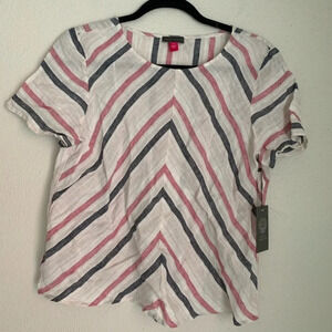 Vince Camuto 100% linen striped blouse S